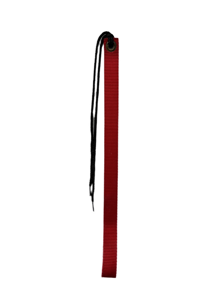 Red belt with a black strap on a white background