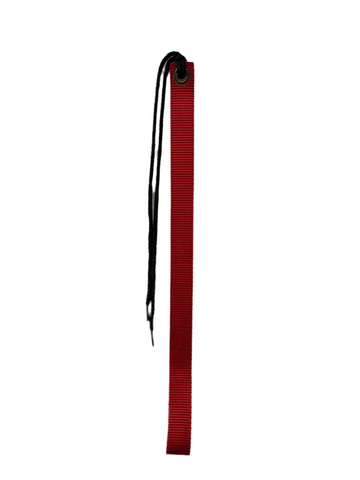 Red belt with a black strap on a white background